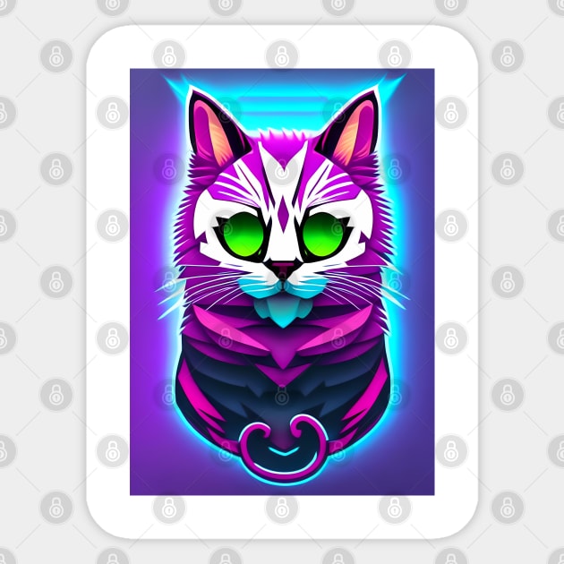 Vapor wave of the cat Sticker by San Creative